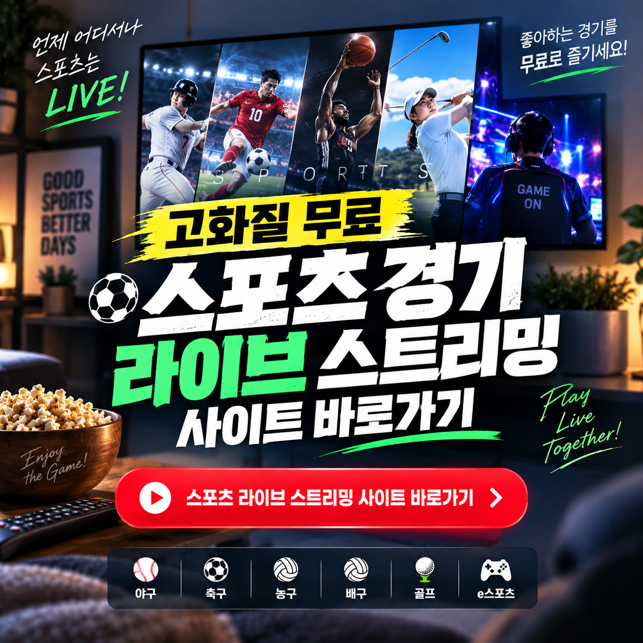 고화질 무료 스포츠 경기 라이브 스트리밍 사이트 바로가기